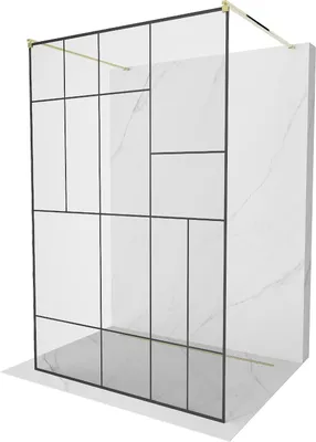 Image de Mexen Kioto paroi de douche 120 x 200 cm, Transparent/Noir motif 8 mm, Or - 800-120-002-50-78