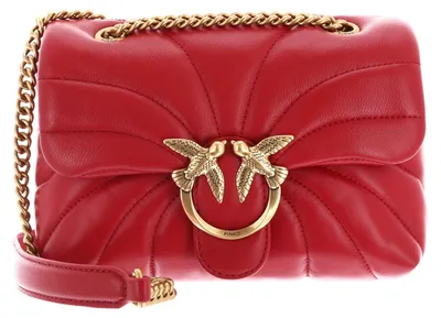 Productafbeelding van PINKO Leer schoudertas schoudertas Love Puff Mini CL Sheep Nappa Quilt Rosso Rio - Antique Gold rood
