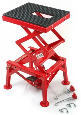 Produktbild von Motorradhebebühne bis 135kg 35-90cm Hubhöhe 41x35cm Hebebühne Motorrad rot