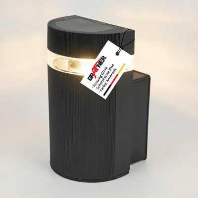 Produktbild von Grafner Aluminium Wandlampe schwarz, IP44, GU10 Fassung, ideal für smarte LED-Leuchtmittel, pulverbeschichtet, Wandleuchte eckig Wand Lampe Außen Außenwandleuchte 1 flammig spritzwassergeschützt
