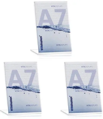 Immagine prodotto di Espositore pubblicitario DIN A7, plexiglas trasparente, 7,4 x 10,5 cm, confezione da 3 pezzi