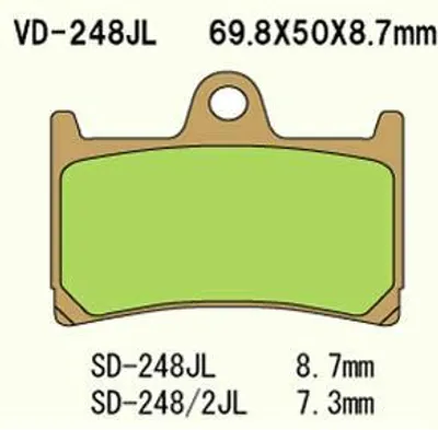 Image de Vesrah Vd-248Rjl Plaquettes De Frein (Fa380 Fa252) (Avant)