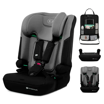 Produktbild von Kinderkraft I-COMFY Autokindersitz 3-in-1 i-Size, 76-150 cm, R129, EASY GROW, H-GUARD, SPS, 10 Neigungspositionen, Dunkelgrau, mit Auto-Organizer