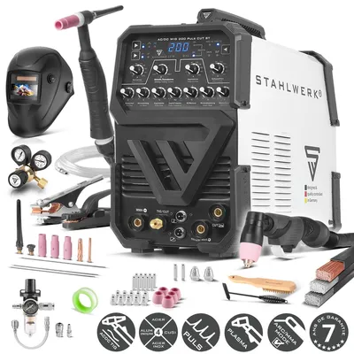 Image de STAHLWERK Poste de soudage 3 en 1 combiné AC/DC TIG 200 Puls CUT ST - 200 A, convient pour MMA, aluminium et tôles fines, avec fonction CUT 45 A