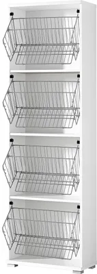 Schuhschrank mit 4 Metallkörben, 53x174x30 cm, Weiß