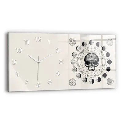 Produktbild von Wallfluent Wanduhr – Stilles Quarzuhrwerk - Uhr Dekoration Wohnzimmer Schlafzimmer Küche - Zifferblatt - weiße Zeiger - 60x30 cm - Mondphasen