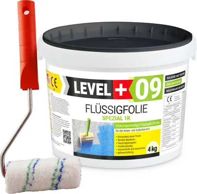 Produktbild von Flüssigfolie 4kg Dichtfolie Dusche Bad Balkon Wassersperre+ Farbroller 10cm RM09