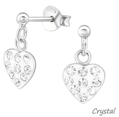Produktbild von Kinder-Ohrstecker: 925 Silber Ohrringe / Ohrhänger „Herz“ Crystal