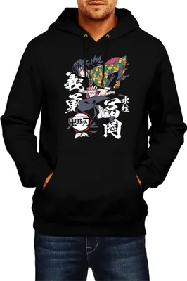 Immagine prodotto di Felpa con cappuccio da uomo Demon Anime Slayer Kimetsu No Yaiba Giyu Tomioka 02, Man L , Noir