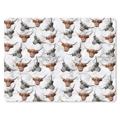 Produktbild von MuchoWow® Mauspad Mousepad Schottischer Highlander - Marmor - Tiere 40x30 cm - Mousepads - Maus Mat - Pad - Mausunterlage - Anti Rutsch