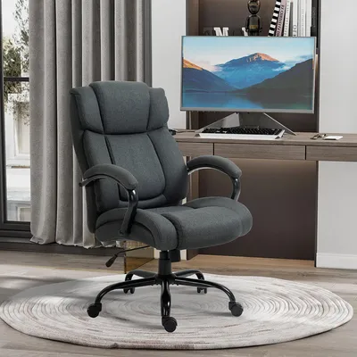 Produktbild von Bürostuhl ergonomisch, Drehstuhl Schreibtischstuhl mit gepolsterter Armlehne, bis 220 kg belastbar, Dunkelgrau | 80 x 72,5 x 118 cm