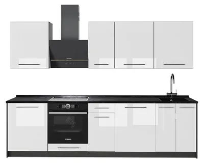 Immagine prodotto di Cucina componibile Vicco Fame-Line Bianco lucido/Antracite 280 cm senza piano di lavoro, Model 64179