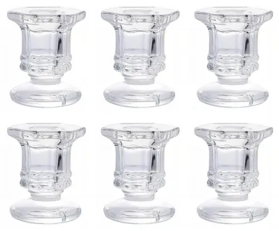 Image de Support-bougies en verre, set de 6, transparent, pour bougies chauffe-plat