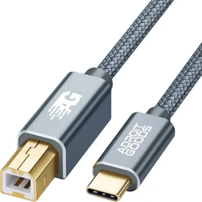 AdroitGoods Kabel Usb-C na Usb-B - Kabel k tiskárně - 2 metry - šedý