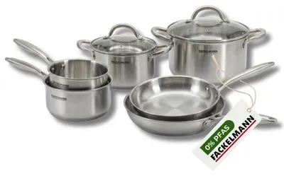 Image de Batterie de cuisine avec 2 poêles 20/26 cm 2 casseroles 14/18 cm et 2 faitouts 20/24 cm sans PFAS Fackelmann Vita3, Image générée par une IA