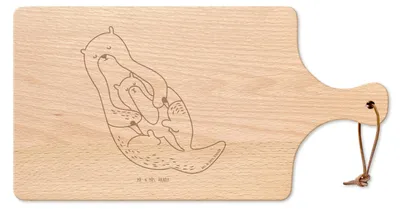 Produktbild von Mr. & Mrs. Panda Pizzabrett Otter Kind - Transparent - Geschenk, Geburt, Mama, Schneidebrett, Frühstücksbrettchen, Baby, Tochter, Holzbrett, Brett, buchenholz, Mutter