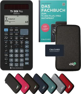 Produktbild von TI-30X Pro MathPrint inkl. Schutztasche Dunkelgrau & Fachbuch (132 Seiten, DIN A5) – Wissenschaftlicher Rechner – Smart Set