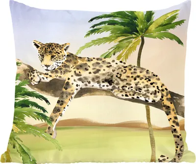 Produktbild von MuchoWow® Zierkissen Sofakissen Wohnzimmer Dekokissen 45x45 cm Leopard - Dschungel - Baum - Schlafpolster - Polster für das Sofa