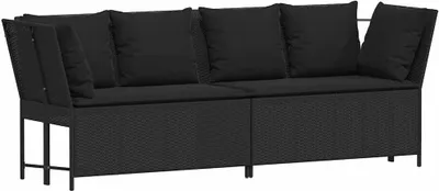 Zdjęcie produktu dla vidaXL Sofa ogrodowa z poduszkami z czarnego polirattanu