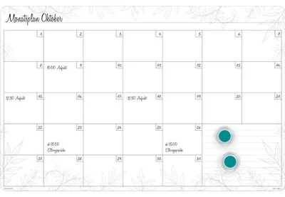 Image de EDUPLAY 110540 Tableau blanc mensuel A3-Plus Mon mois magnétique 4 pièces (1 kit)