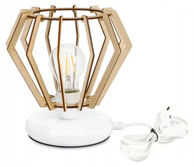 Image de LED-ONE Lampe de table Loft Bois E27 Blanc Moderne