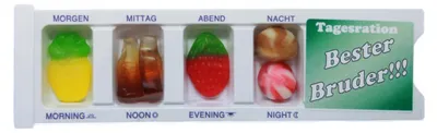 Obrázek produktu pro Krabička na tablety Nejlepší bratr naplněná ovocnými žvýkačkami Žertovný článek 25g
