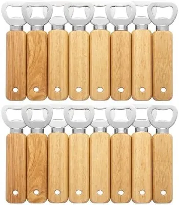 Produktbild von Gravierbare Flaschenöffner aus Holz, 16 Stück tragbare Bierflaschenöffner für Getränke, Apfelwein, Bar, Heim-Gadgets