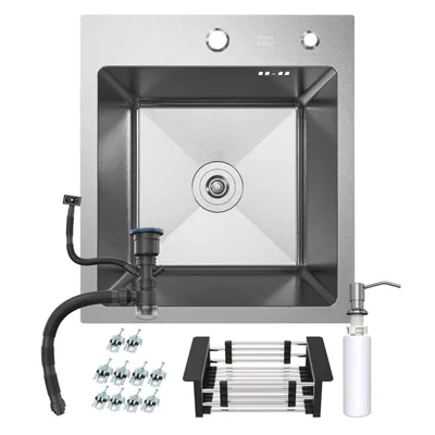 Immagine prodotto di ANW HOME lavello cucina 40x45 cm acciaio inox 304 Nano con dosatore e sifone 1 vasca profonda 22 cm