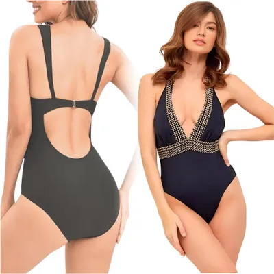 Immagine prodotto di Costume da bagno intero da donna nero con paillettes taglia forte M