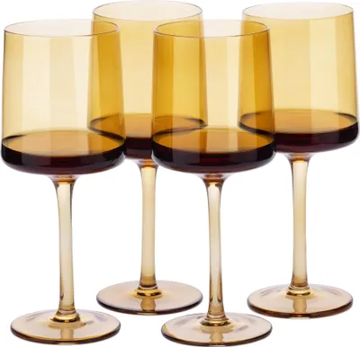Produktbild von Navaris bernsteinfarben getönte Weingläser 4er-Set - Farbige Weingläser mit Stiel - Stilvolle Design-Glaswaren zum Servieren von Wein Cocktails
