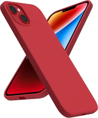 Image de iPhone 14 Plus coque rouge, film de protection en verre blindé, Liquid Silicone Case