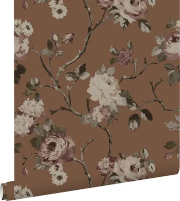 Immagine prodotto di ESTAhome carta da parati fiori retrò vintage marrone terracotta 50 x 900 cm
