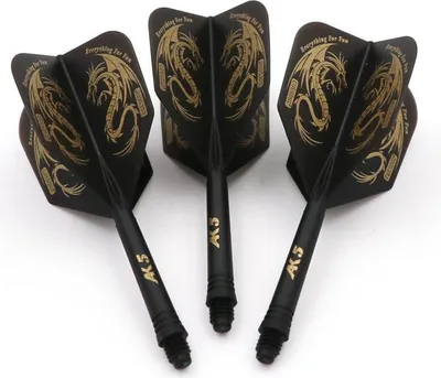 Image de Jeu de fléchettes noires personnalisées 3 pièces (taille M/L) motif dragon en boîte cadeau