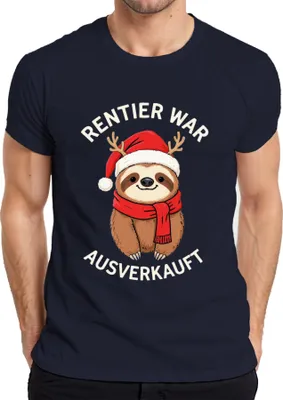 Produktbild von Rentier war t Faultier Weihnachten lustig Geschenk Herren T-Shirt, Navy, 3XL