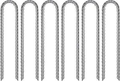 Produktbild von Famanu U-förmige Bodenanker Set von 6 Stück - 32 cm - verzinkter Stahl - für Trampolin und Zelt