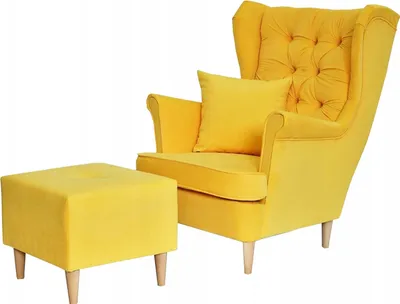 Produktbild von Family Meble Ohrensessel mit Hocker Gaja Relaxsessel Skandinavisch Bequemer Sessel Loungesessel Fernsehsessel Wohnzimmer Schlafzimmer Büro (TRINIT 18)