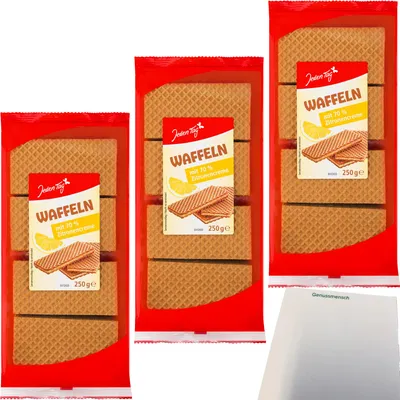 Produktbild von Jeden Tag Zitronen-Waffeln 3er Pack (3x250g Packung) + usy Block