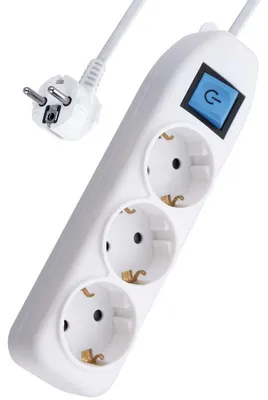 Imagen del producto de Electraline 59660, regleta de enchufes de 3 tomas con interruptor, cable de 1,5 metros / regleta múltiple/enchufe de mesa, conector hembra