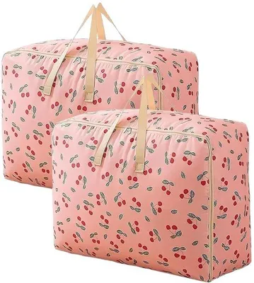 Image de Sac d'emballage en tissu épais - imperméable - lot de deux en tissu Oxford rose - dimensions : 60 x 50 x 28 cm