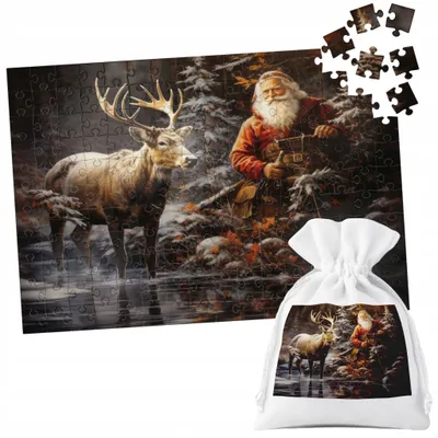 Image de Puzzle Tradycyjne - Świąteczne Wzory Mikołaj Renifer Prezent - 252El