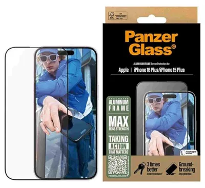 Image de PanzerGlass ® Screen Protector Aluminum Frame iPhone 16 Plus | 15 Plus | Ultra-Wide Fit