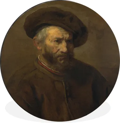 Produktbild von MuchoWow® Aluminium Wandkreis Selbstbildnis - Gemälde von Rembrandt van Rijn Ø 90 cm Wanddeko Modern Wohnzimmer - Mauerkreis - Wandbilder - Runde Bild - Bild aus Aluminium - Schlafzimmer - Wohnzimmerdekoration - Wand Dekoration