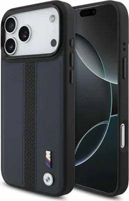 Produktbild von BMW Apple M Perforated Stripe Logo MagSafe iPhone 17 Pro Max Schutzhülle Blau