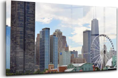Produktbild von 120x60 - Glasbilder - Bilder auf Wandbild - Foto auf Glas - Chicagoer Stadtbild