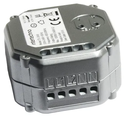 2-Kanal-Einbauschalter, 1000 W, 230 V, 433 MHz, 16 A, Kupfer, silber