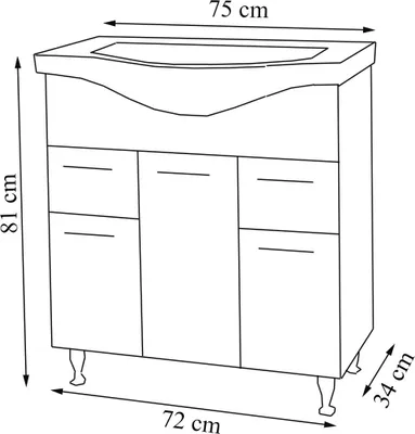 Image de 3 pces Salle à laver | Meuble lavabo 75 cm | Meubles de salle de bain avec lavabo | tiroirs pratiques Portes tournantes | Armoire à miroir | Ensemble complet Lisalo XL