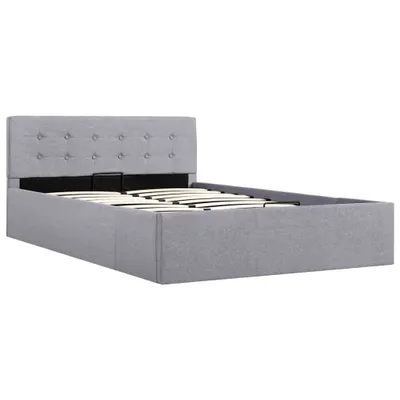 Image de vidaXL Lit de rangement hydraulique gris clair Tissu 120×200 cm