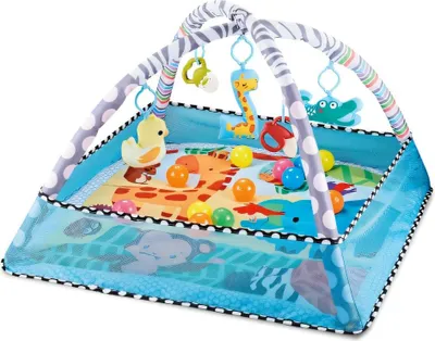 Zdjęcie produktu dla Duża Mata Edukacyjna Miękka Interaktywna Dla Niemowlaka 2W1 Blue + Piłki