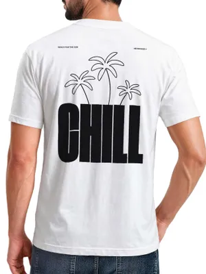 Produktbild von Herren T-Shirt Backprint - Palmen Design Chill - Baumwollshirt Männer Fashion Streetstyle Slim Fit Neverless®
