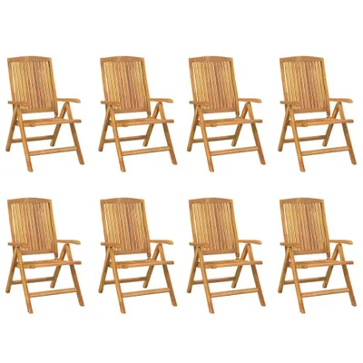 Image de vidaXL Chaises de jardin 8 pcs. Réglable bois massif teck